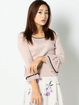 MISCH MASCH 2WAYレース袖ライン入りニット