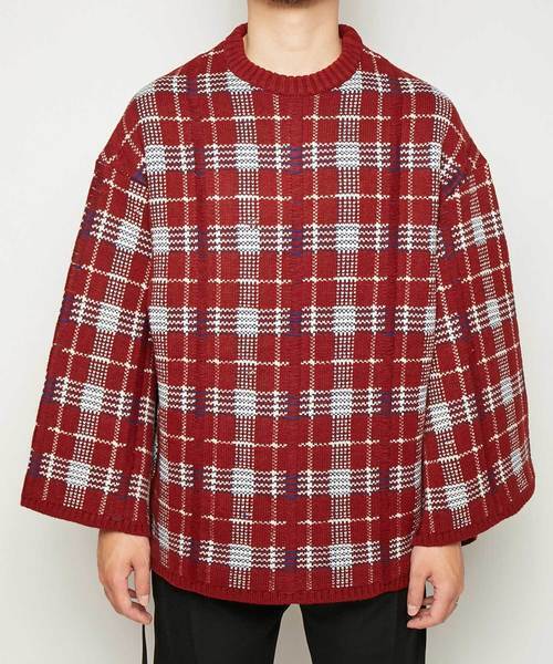 ALMOSTBLACK check knit sweater
