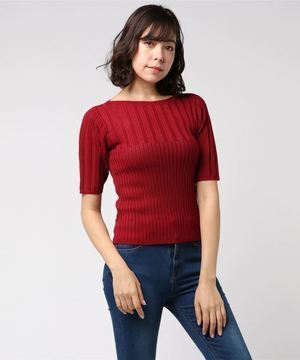 REDYAZEL アイレットリブ編みニット