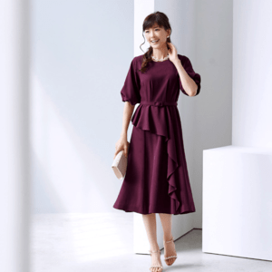 RUIRUE BOUTIQUE RUIRUE BOUTIQUE/【U652】/ラッフルフレアーパフスリーブワンピース