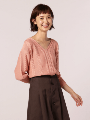 FREDY&GLOSTER 【fredy emue】柄編みVネックプルオーバーニット