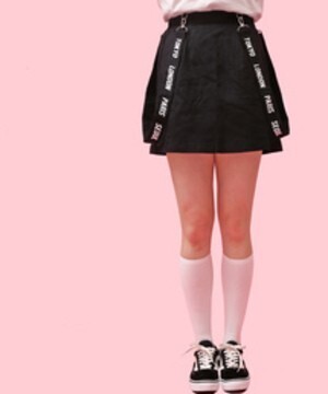 W♡C ロゴサスペンダー付きスカ－ト
