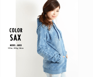 ONE 4 PREMIUM インディゴ染め裏毛ALOHAプリントプルオーバーPK