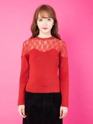 CECIL McBEE レース切り替えプチハイニット