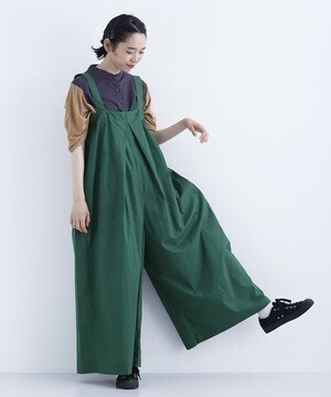 merlot タックワイドパンツオーバーオール