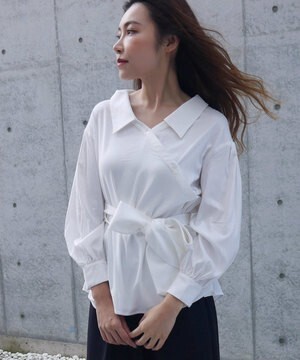 LADYMADE チェックカシュクールシャツ