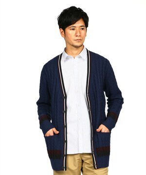 LANVIN en Bleu ケーブルチルデン ニットカーディガン