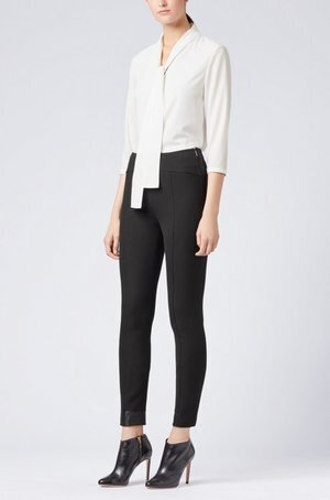 HUGO BOSS Lightweight blouse in stretch crepe with tie neck
