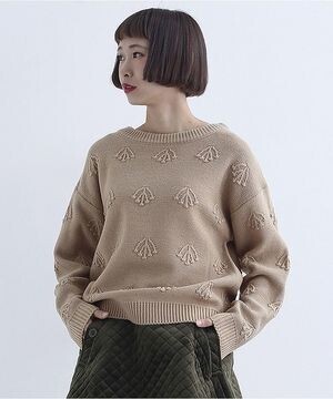 merlot クルーネック柄ニットセーター