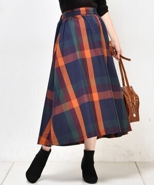 natural couture BIGチェックフレアスカート