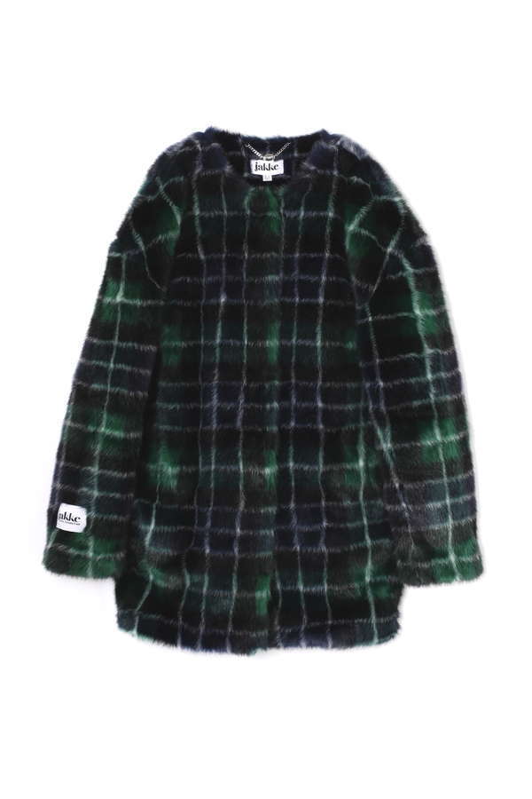 JAKKE フェイクファーチェックコート