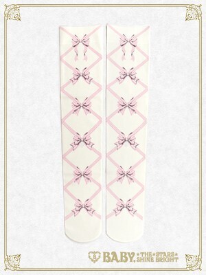 BABY,THE STARS SHINE BRIGHT Le Bouquet Éternel リボンプリントオーバーニーソックス