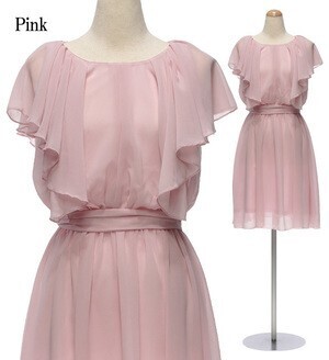 DressLine フレアスリーブ&スカート シフォンワンピースドレス