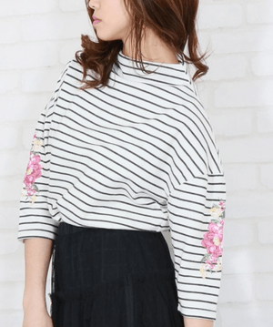 &g’aime Volume sleeve×floral pullover