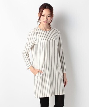 GRACE CONTINENTAL ストライプドレープワンピース