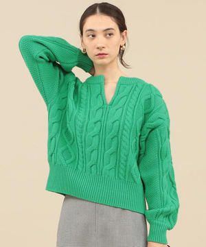 BEAUTY&YOUTH UNITED ARROWS ウールケーブルスキッパーネックニット
