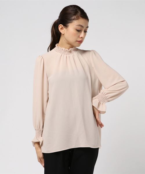 ANAYI ジョーゼットシャーリングブラウス