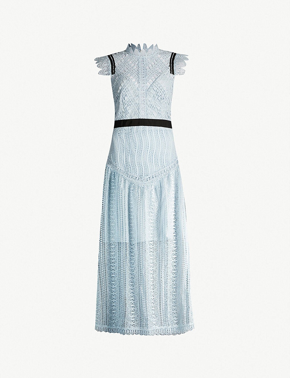 Self-Portrait Abstract Triangle lace midi dress