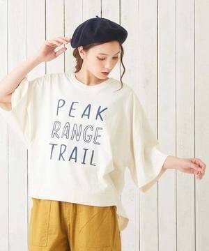 CUBE SUGAR 空紡糸ピグメント染めロゴプリントロングTシャツ