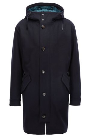 HUGO BOSS Hooded parka in wool and cashmere with detachable lining