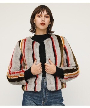 SLY VIVID STRIPE FAUX FUR JK