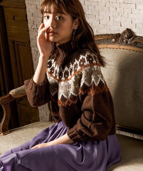 Andemiu フォークロアショートニット