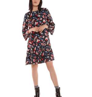Essentiel Antwerp DARK BROWN FLORAL PRINT SILK MINI DRESS