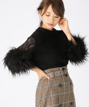 mysty woman 袖レースファーニット