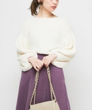 natural couture ちょびフェザー横リブニット