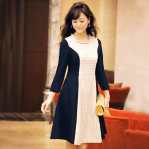 RUIRUE BOUTIQUE RUIRUE BOUTIQUE/【U306】/ 異素材ミックスAラインフレアーワンピース