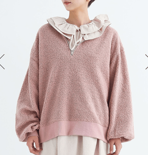 merlot ハーフジップボアトップス