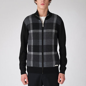 BLACK LABEL CRESTBRIDGE クレストブリッジチェックジップアップカーディガン