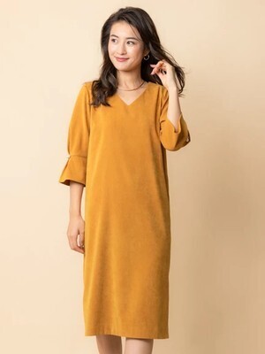 TONAL ムースサテンVネックドレス