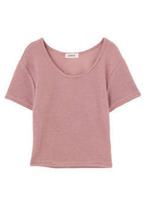 EVRIS ラメボーダーショートTシャツ