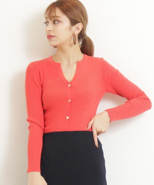 N.（N. Natural Beauty Basic） キーネックリブニット
