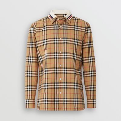 BURBERRY ニットカラー ヴィンテージチェック コットンシャツ