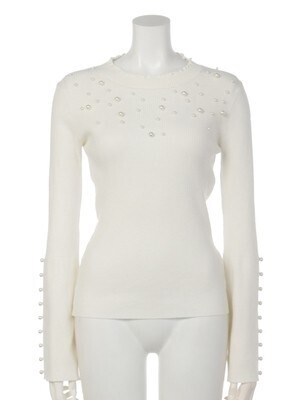 rienda MIX Fパール リブKnit TOP