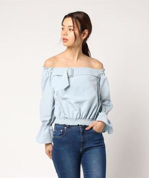 CECIL McBEE キャンディースリーブオフショルブラウス