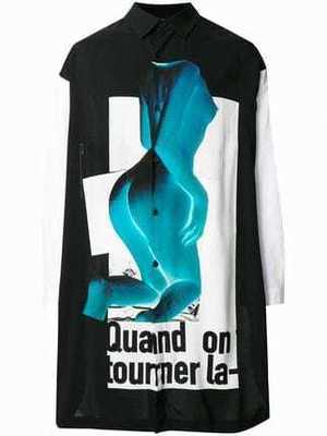Yohji Yamamoto プリント ロングシャツ
