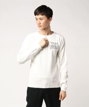 AVIREX ハニカムワッフル ヘンリーネック Tシャツ