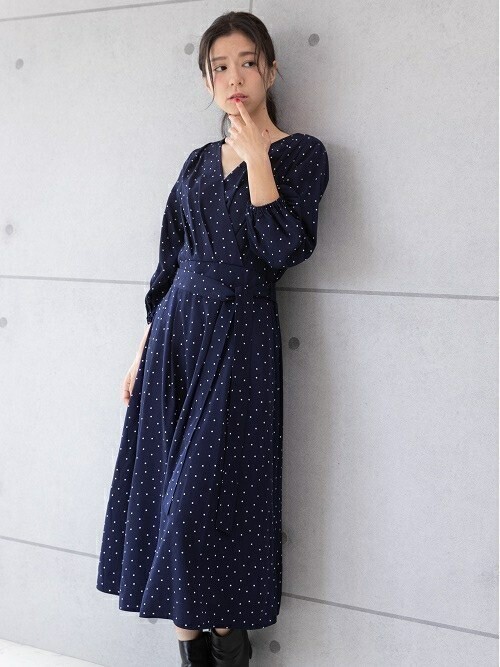 PREFERIR ドット柄カシュクールワンピース