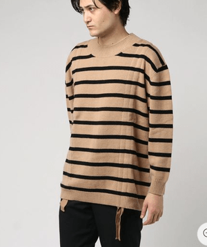 DIET BUTCHER SLIM SKIN Gathering boader pullover knit