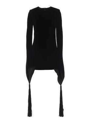 SAINT LAURENT PARIS 刺繍が入ったトランペットスリーブのチューブドレス