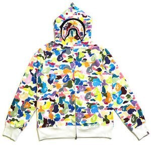 A BATHING APE MULTI CAMO SHARK FULL Zip Hoodie
