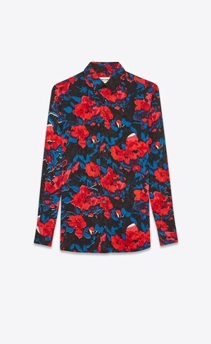 SAINT LAURENT PARIS フローラル シルクシャツ