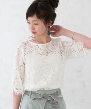 TIENS ecoute 【WEB限定】総レースブラウス