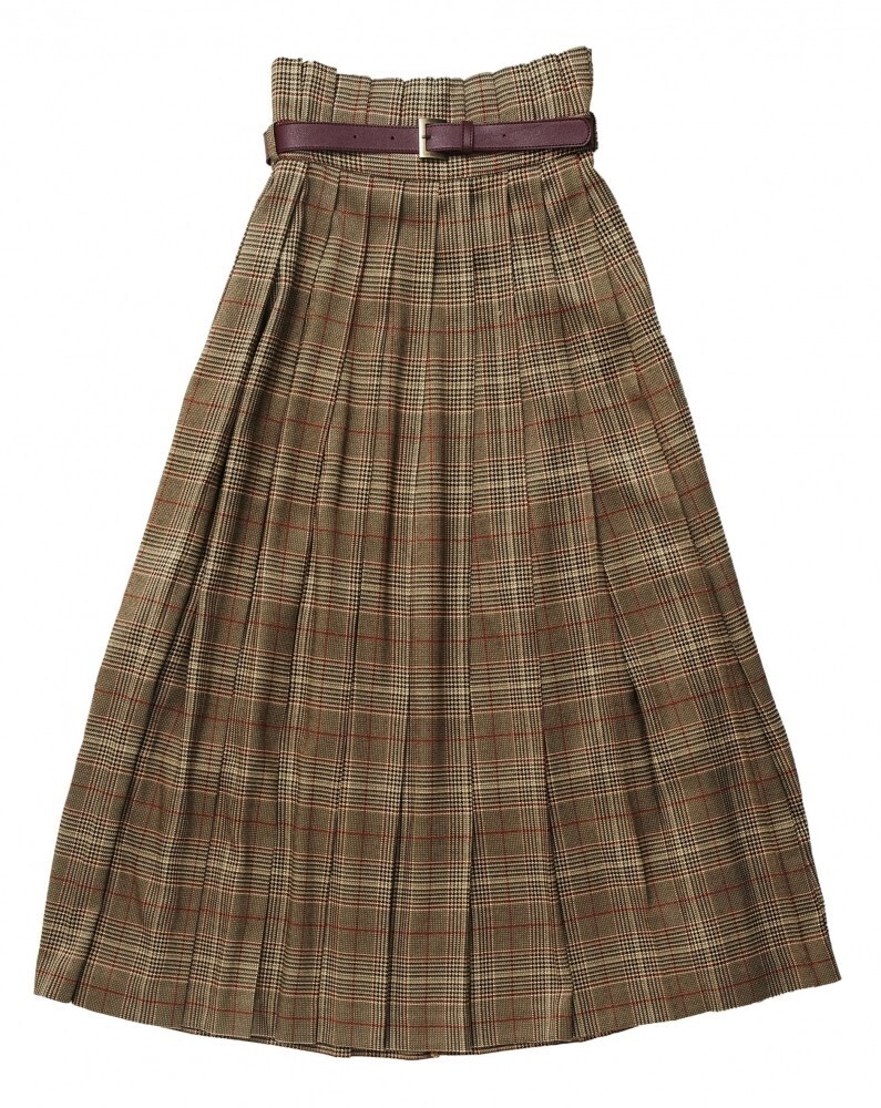 GYF THE CHECK PLEATED LONG SKIRT