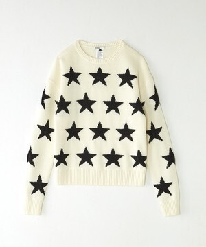 DOUBLE STANDARD CLOTHING ウールカシミヤ星柄ニットプルオーバー