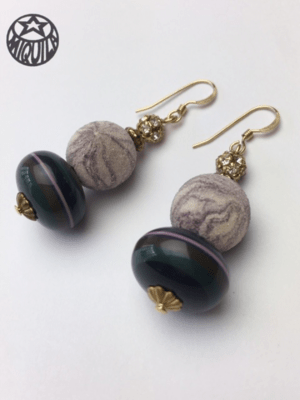 MIQUILA 【MQ806】ヴィンテージパーツピアス PU×GR