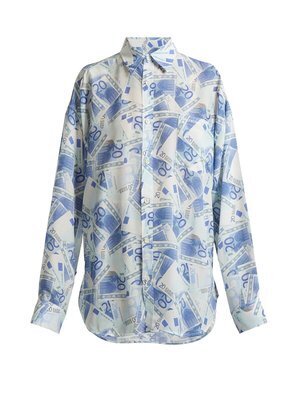 BALENCIAGA Euro-printed silk-crepe shirt